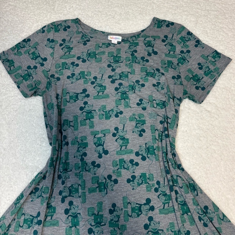 Lularoe Women Gray Vintage Disney Mickey Mouse Print Short Sleeve T-shirt Dress - Picture 2 of 8